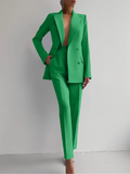 Women's Double Breasted Blazer & Slim Pants Suit Set – Zalumo