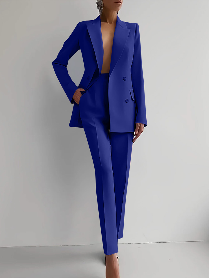 Women's Double Breasted Blazer & Slim Pants Suit Set – Zalumo