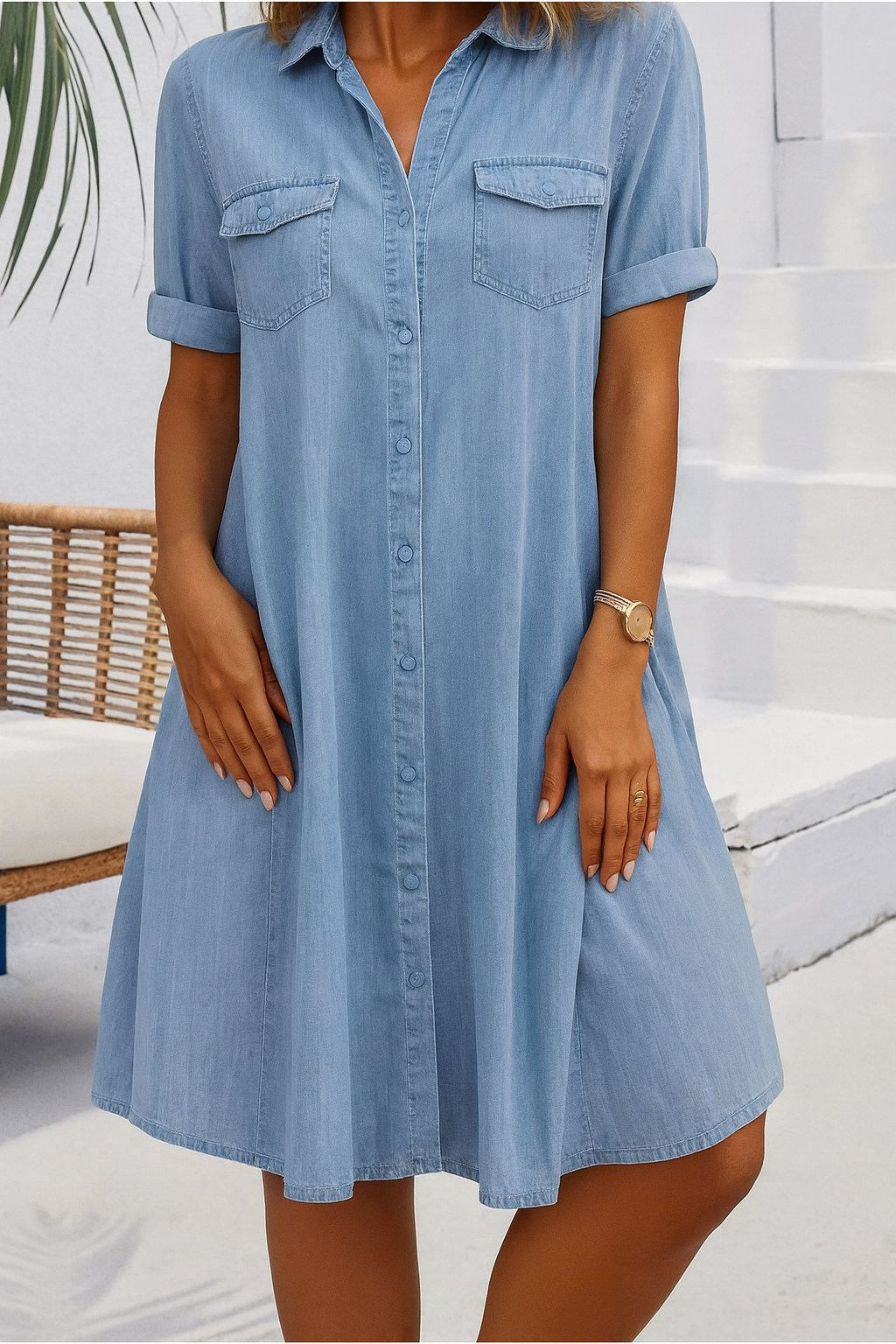 Lightweight Denim-look Dress – Zalumo