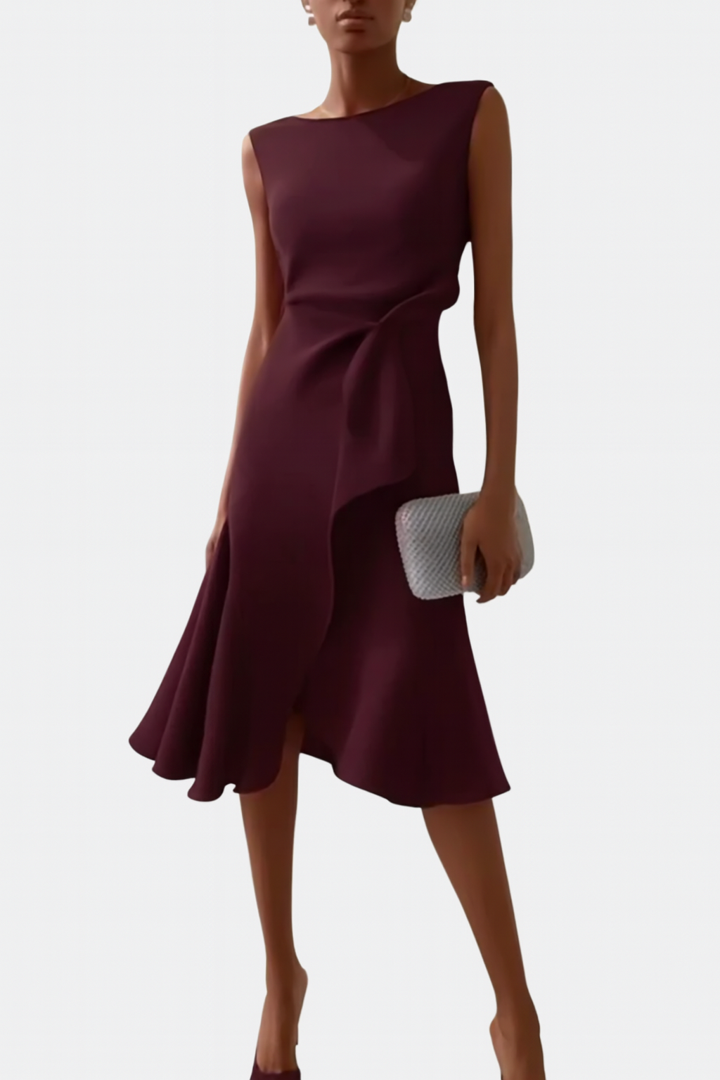 Draped Asymmetric Midi Dress – Zalumo