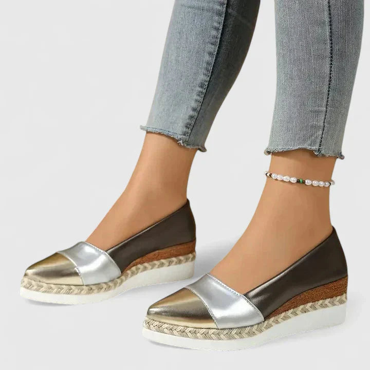Women's Metallic Espadrille Wedge Loafers Platform Slip-On – Zalumo