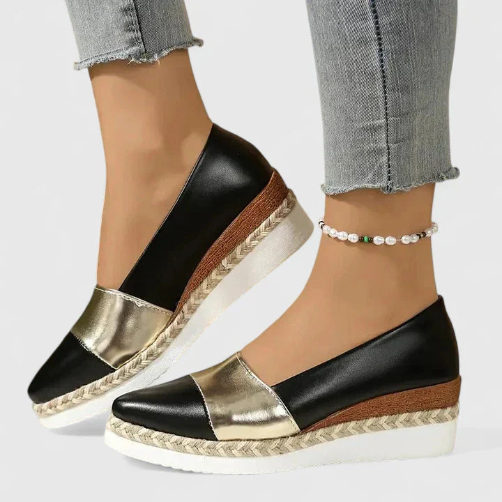 Women's Metallic Espadrille Wedge Loafers Platform Slip-On – Zalumo