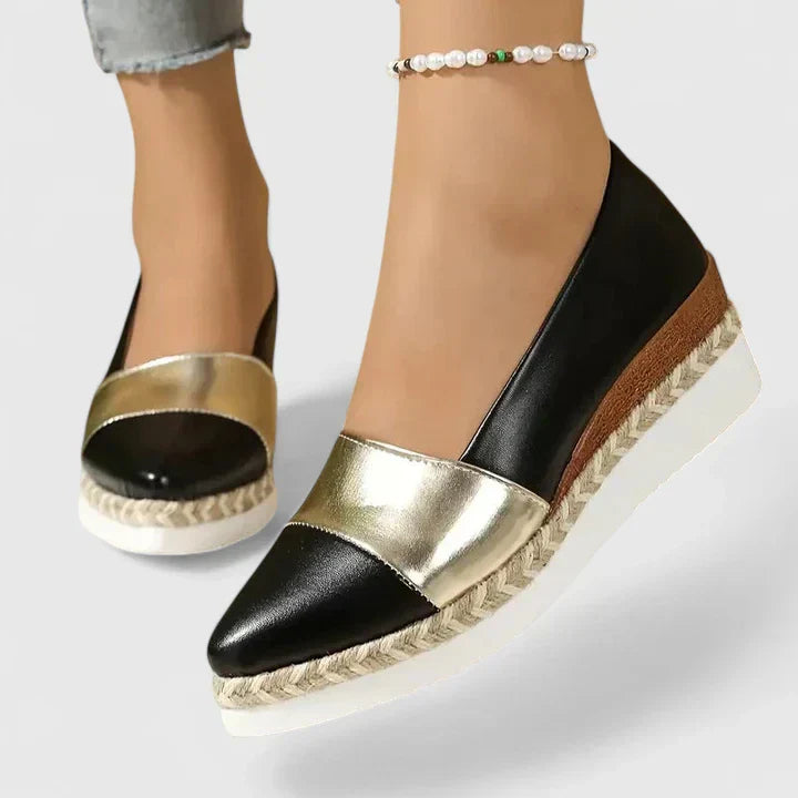 Women's Metallic Espadrille Wedge Loafers Platform Slip-On – Zalumo
