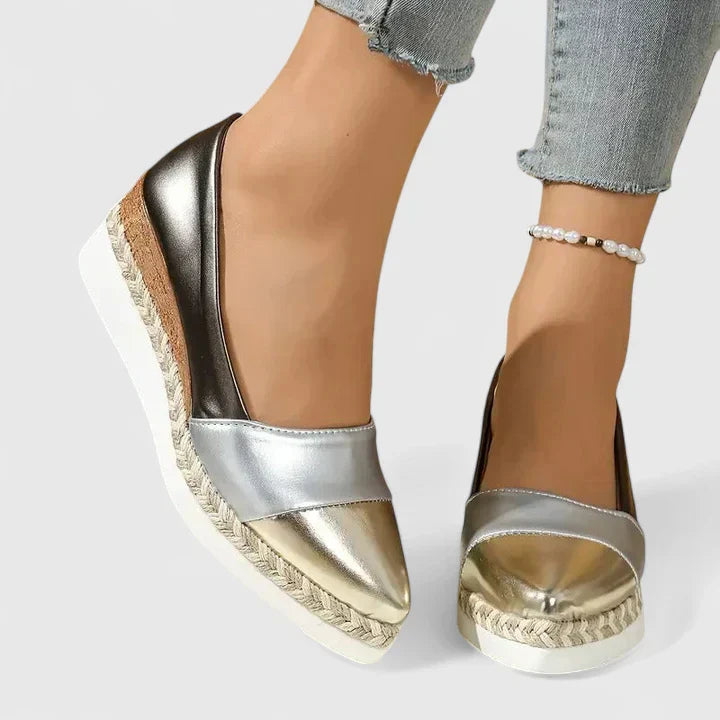 Women's Metallic Espadrille Wedge Loafers Platform Slip-On – Zalumo