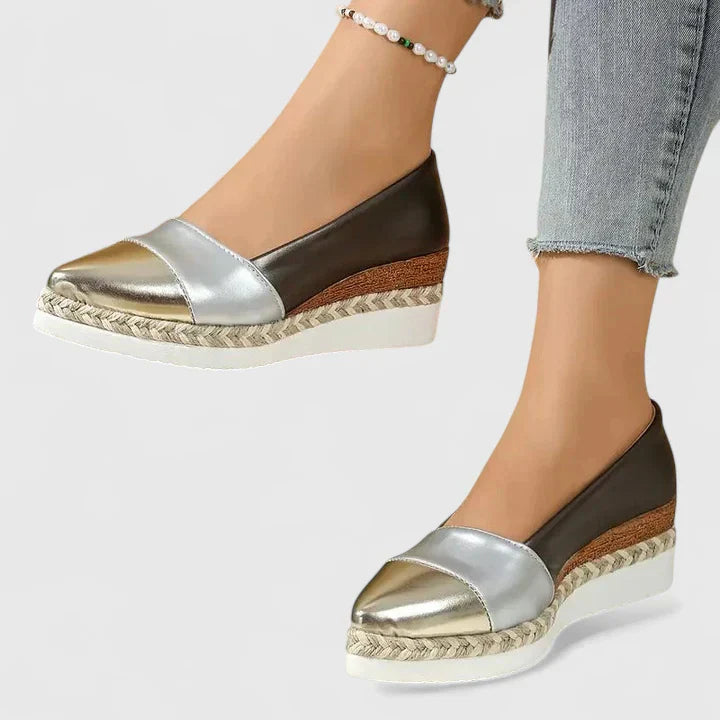 Women's Metallic Espadrille Wedge Loafers Platform Slip-On – Zalumo