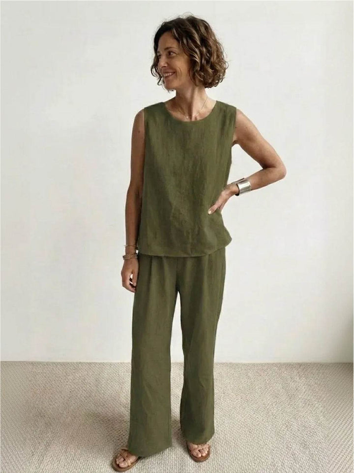 Women's Sleeveless Tank Top and Wide-Leg Pants Set – Zalumo