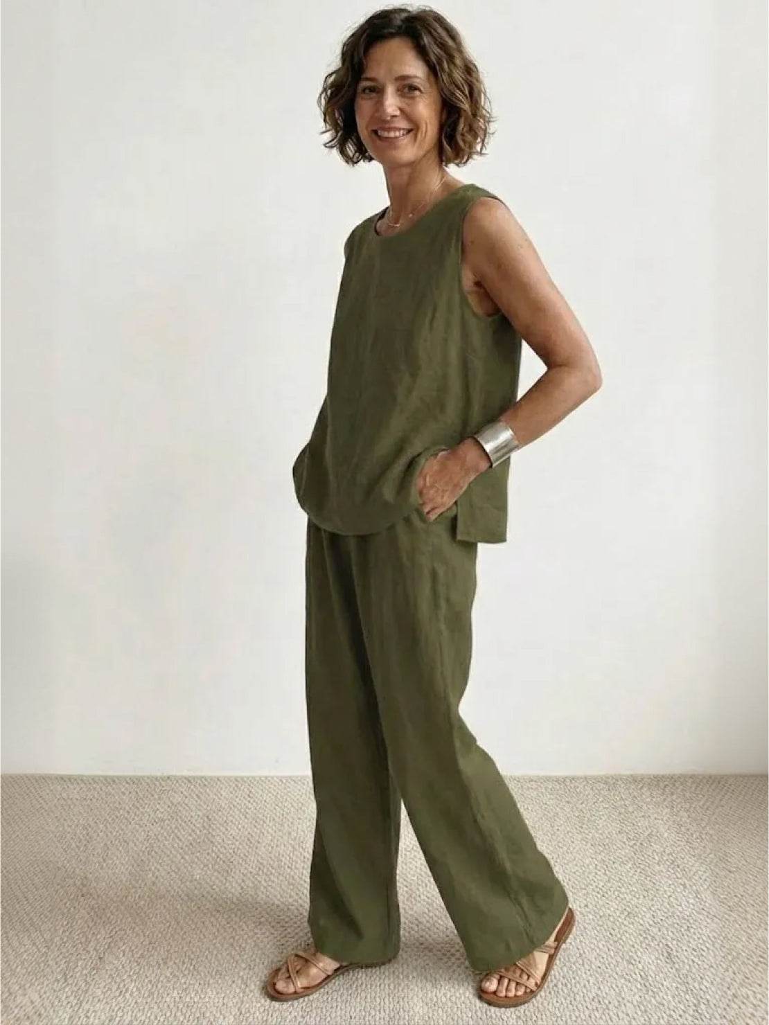 Women's Sleeveless Tank Top and Wide-Leg Pants Set – Zalumo