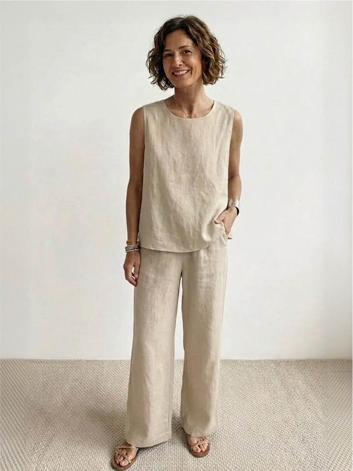Women's Sleeveless Tank Top and Wide-Leg Pants Set – Zalumo