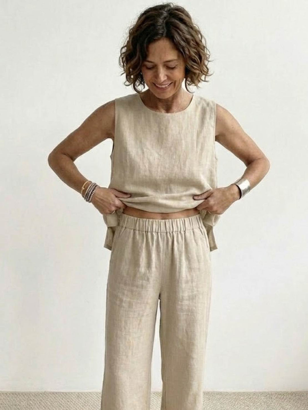 Women's Sleeveless Tank Top and Wide-Leg Pants Set – Zalumo