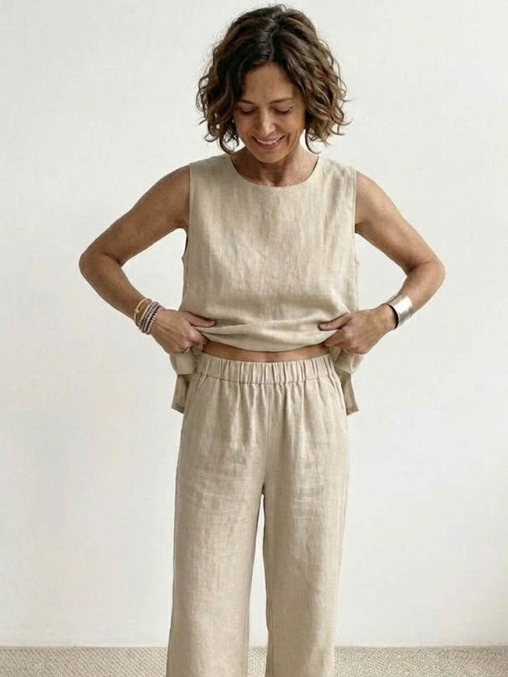 Women's Sleeveless Tank Top and Wide-Leg Pants Set – Zalumo