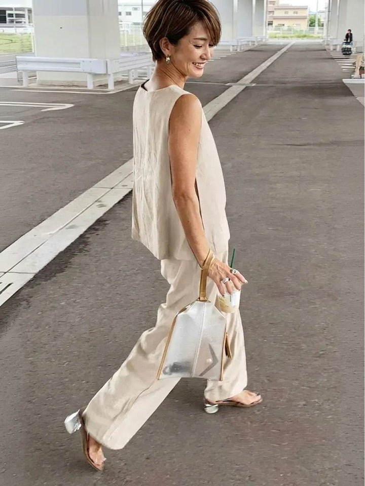 Women's Sleeveless Tank Top and Wide-Leg Pants Set – Zalumo