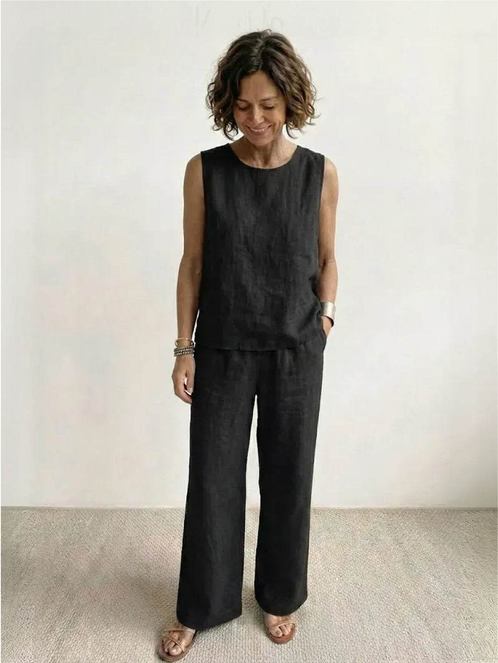 Women's Sleeveless Tank Top and Wide-Leg Pants Set – Zalumo
