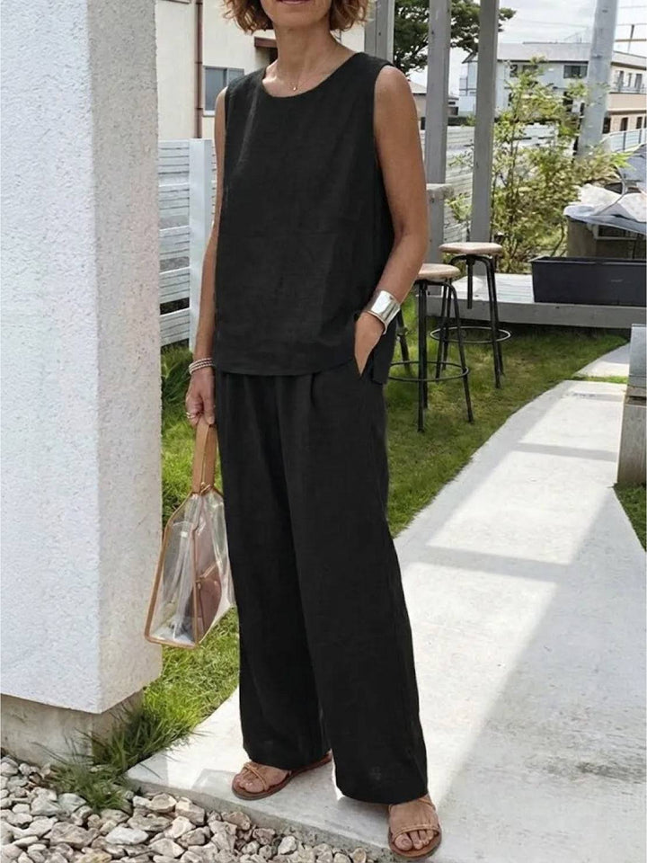 Women's Sleeveless Tank Top and Wide-Leg Pants Set – Zalumo