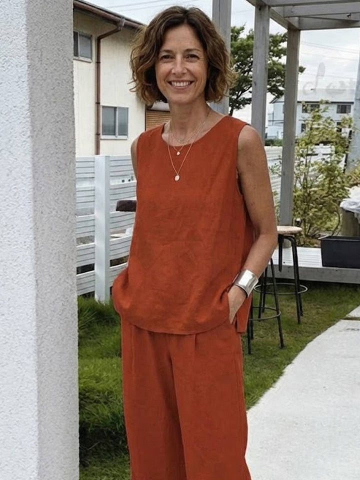 Women's Sleeveless Tank Top and Wide-Leg Pants Set – Zalumo