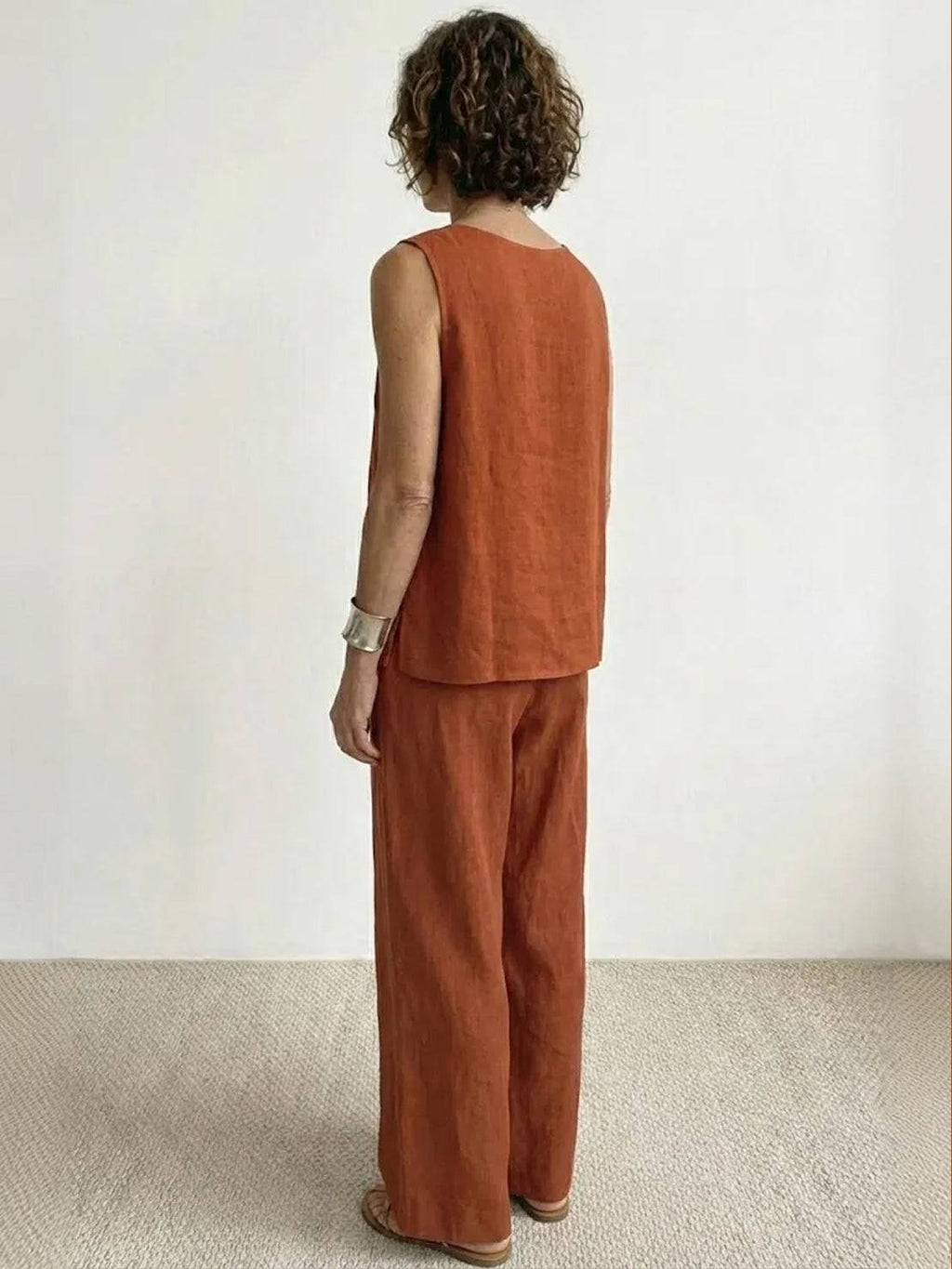 Women's Sleeveless Tank Top and Wide-Leg Pants Set – Zalumo