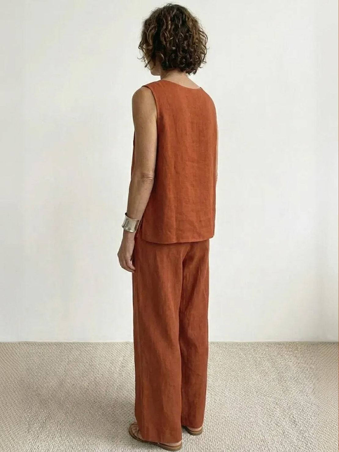 Women's Sleeveless Tank Top and Wide-Leg Pants Set – Zalumo