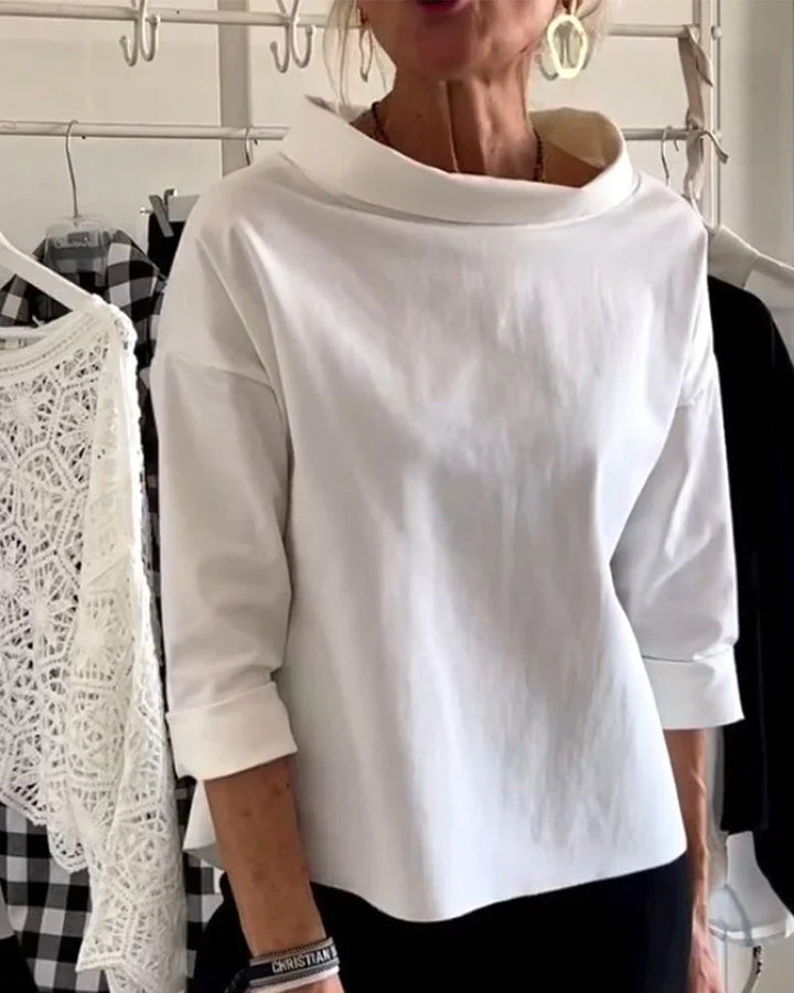 Women's Bateau Neck 3/4 Sleeve Casual Top – Zalumo