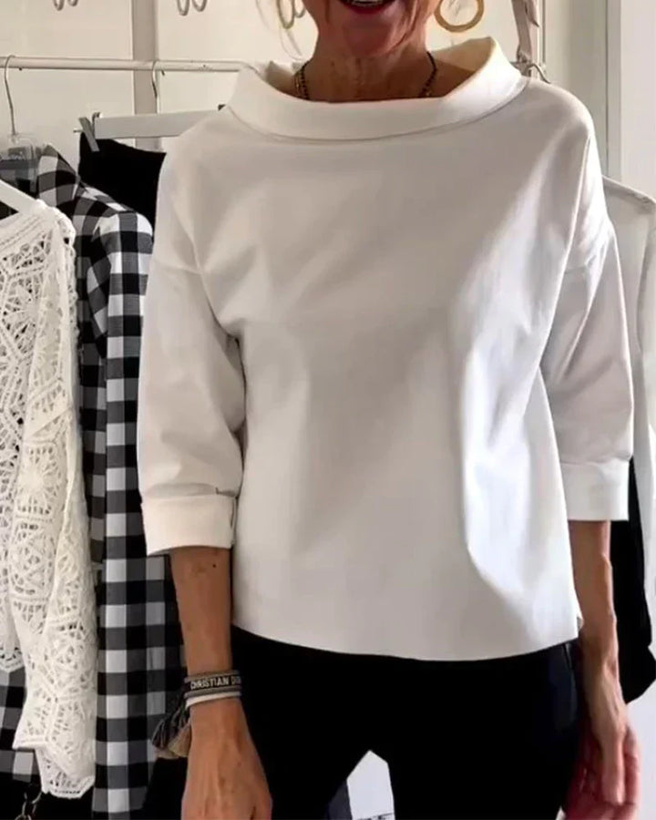 Women's Bateau Neck 3/4 Sleeve Casual Top – Zalumo
