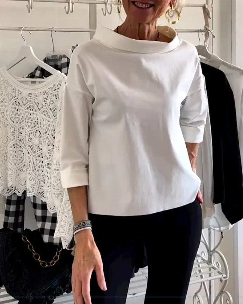 Women's Bateau Neck 3/4 Sleeve Casual Top – Zalumo