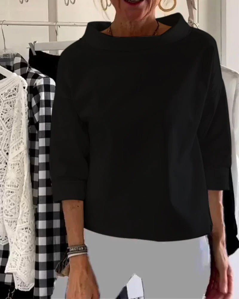 Women's Bateau Neck 3/4 Sleeve Casual Top – Zalumo
