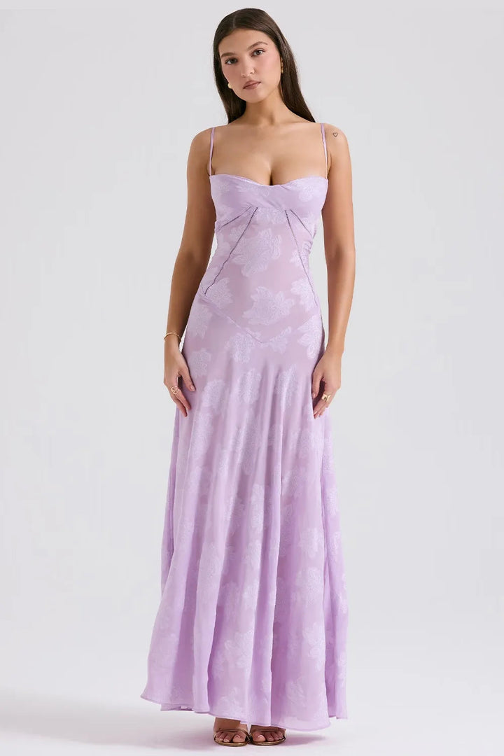 Long Summer Dress with Open Back and Adjustable Straps