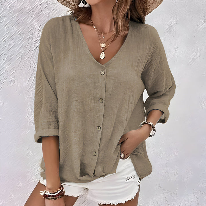Relaxed Button-Up Blouse – Zalumo