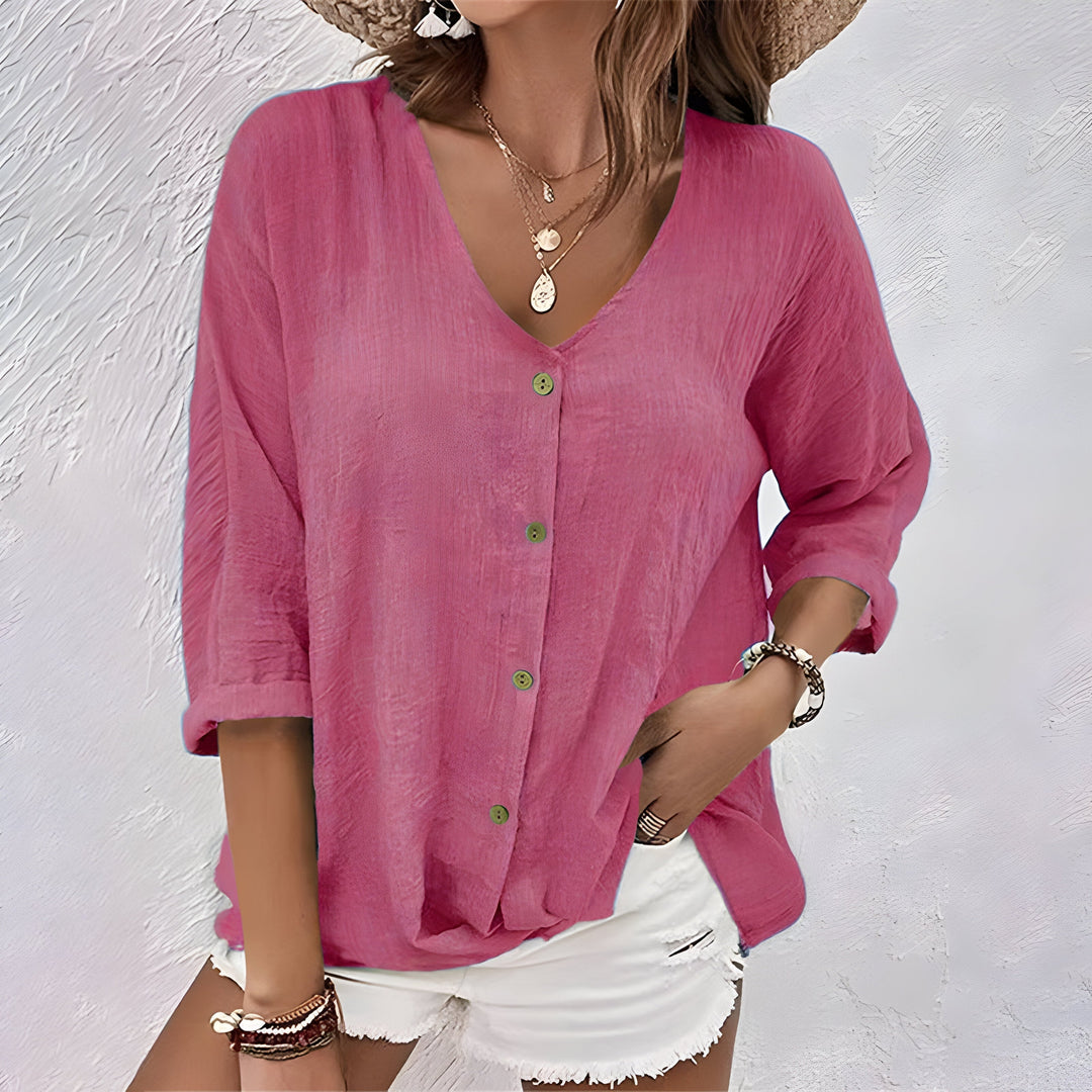 Relaxed Button-Up Blouse – Zalumo