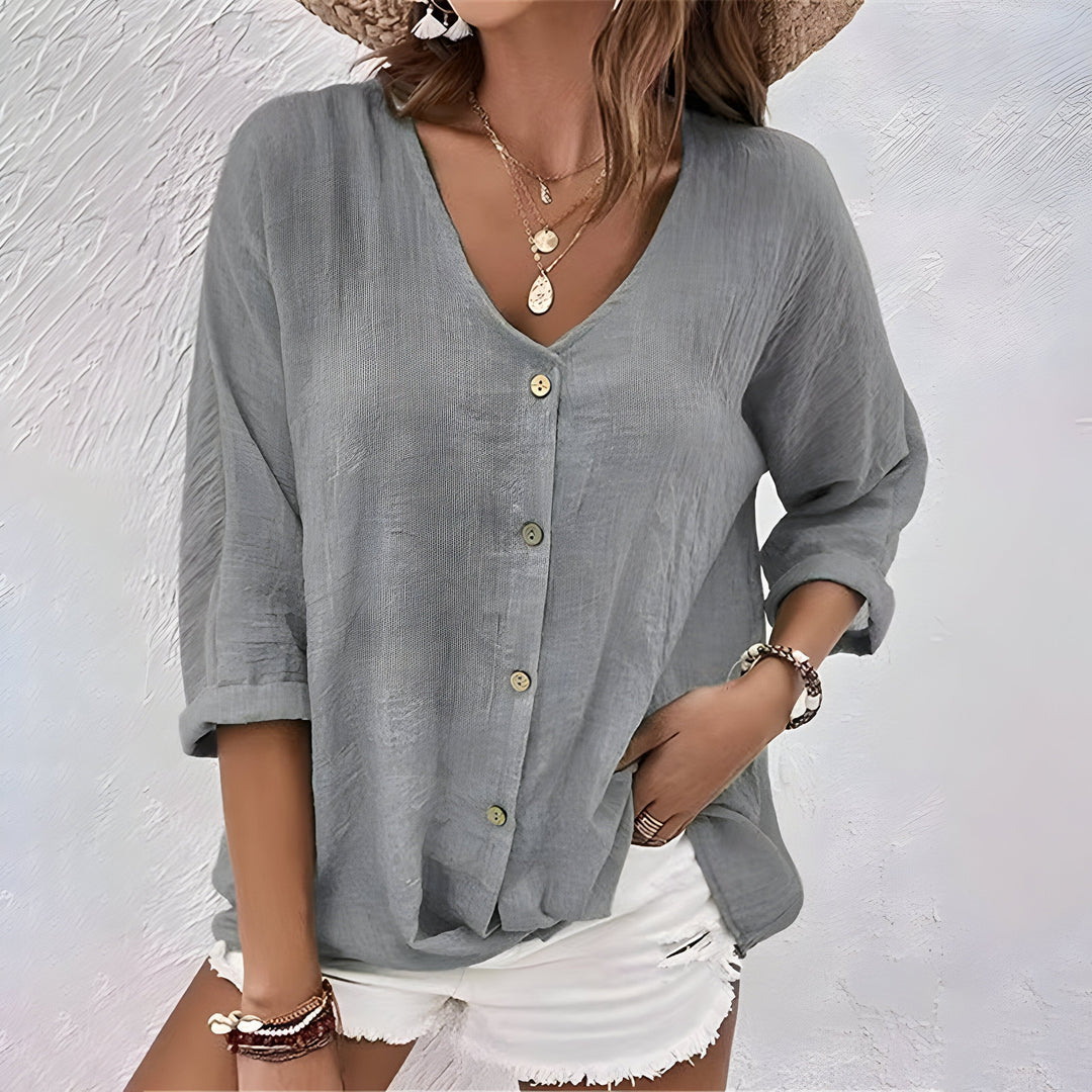 Relaxed Button-Up Blouse – Zalumo
