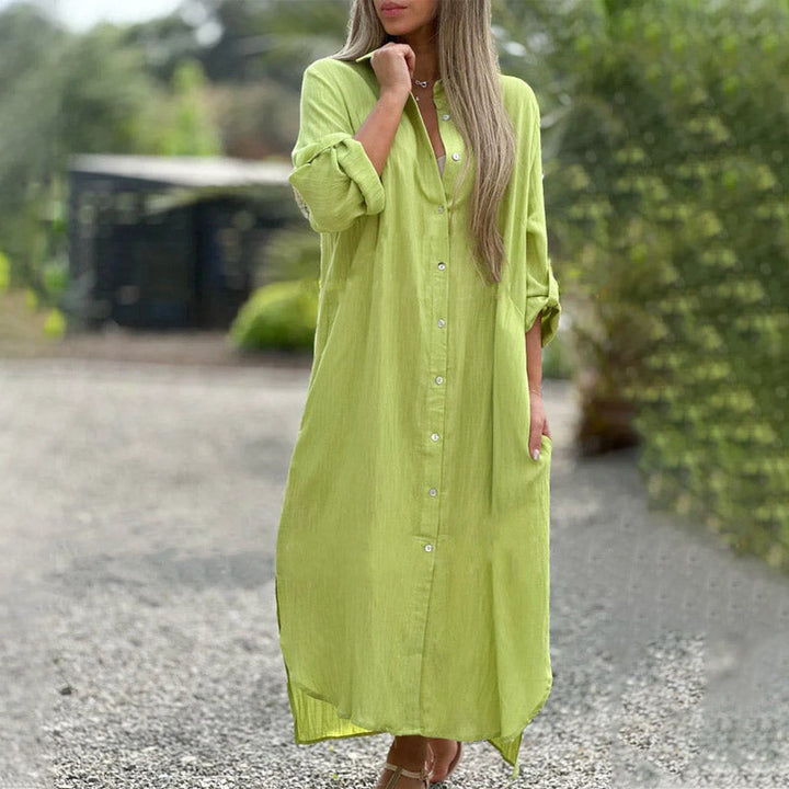 Women's Casual Button-Down Maxi Shirt Dress – Zalumo