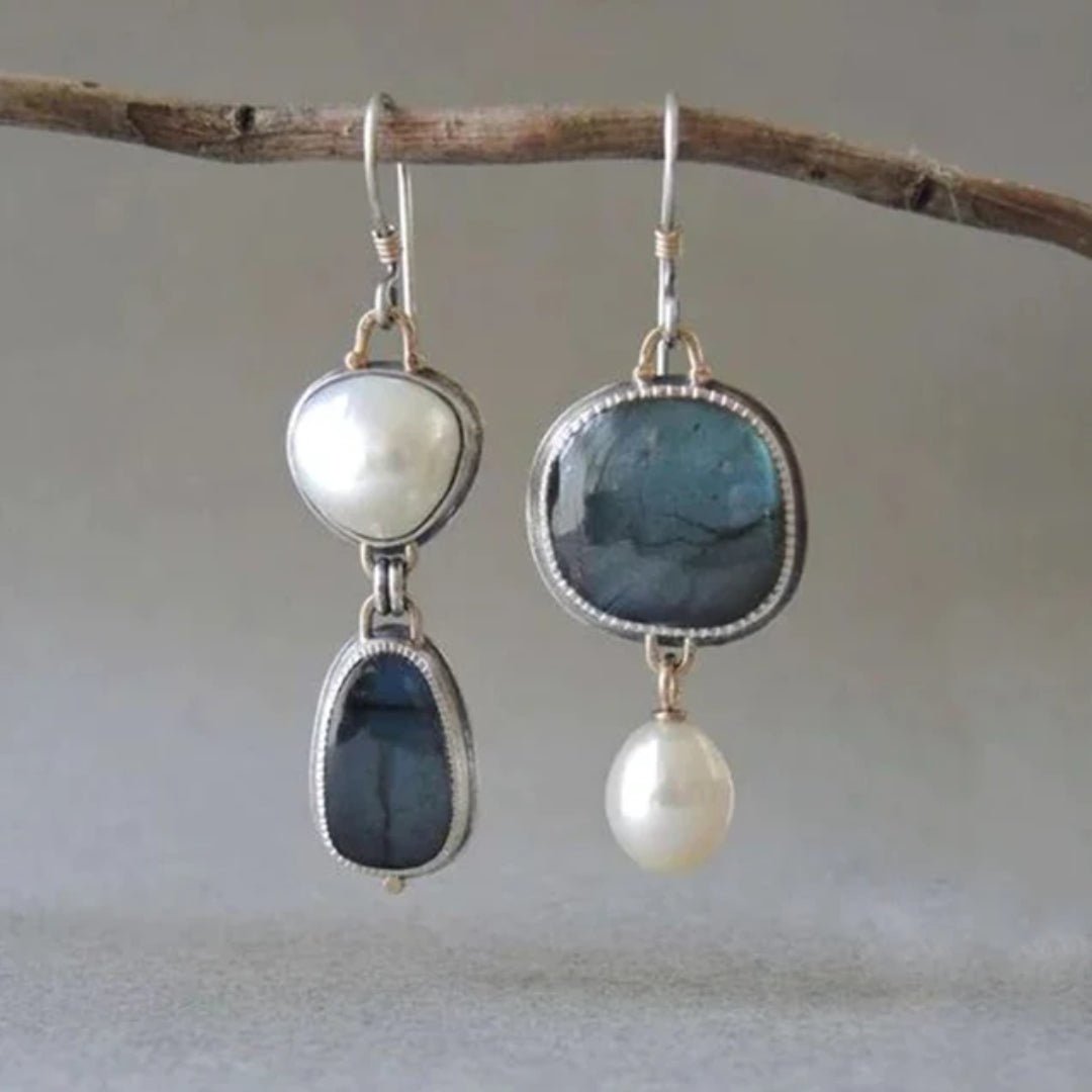 Vintage Blue Gem & Pearl Earrings – Zalumo
