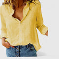 Women's Linen Button Down Shirt with Lapel Collar – Zalumo